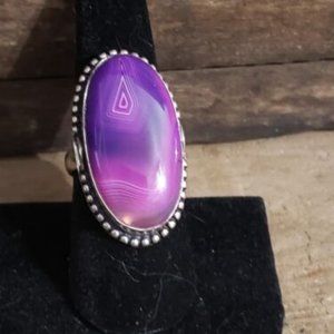 Sterling Silver 925 Size 8 Ring - Purple/Pink - BEAUTIFUL